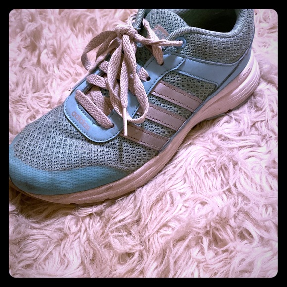 blue adidas tennis shoes